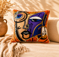 Coussin Brodé Kashmi — Âme Cubiste · Pièce Unique